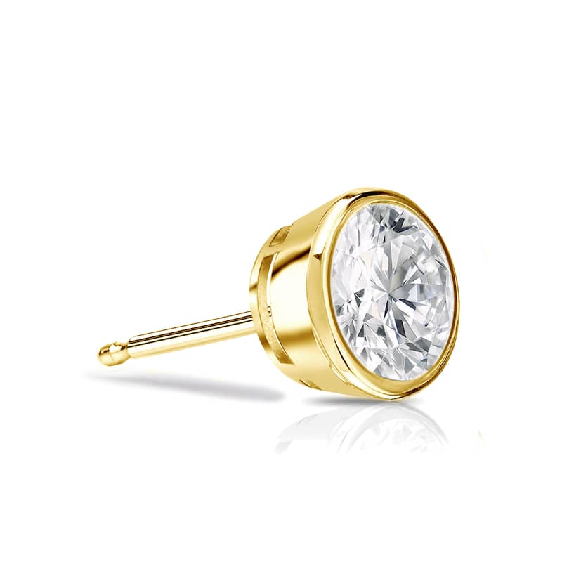 Auriya 14k Gold 1/4ct TDW Bezel-Set Round SINGLE STUD (1) Diamond Earring