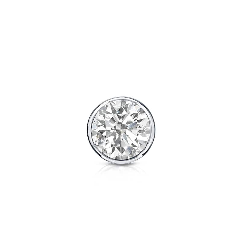 Auriya 14k Gold 1/4ct TDW Bezel-Set Round SINGLE STUD (1) Diamond Earring