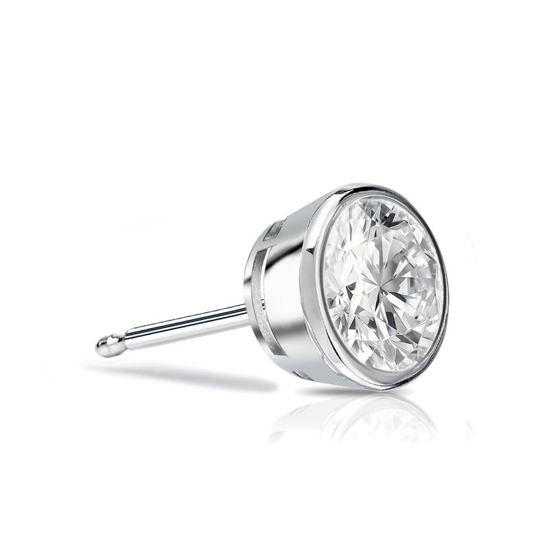 Auriya 14k Gold 1/4ct TDW Bezel-Set Round SINGLE STUD (1) Diamond Earring