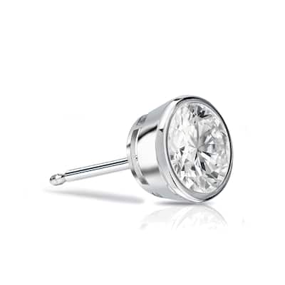 Auriya 14k Gold 1/4ct TDW Bezel-Set Round SINGLE STUD (1) Diamond Earring