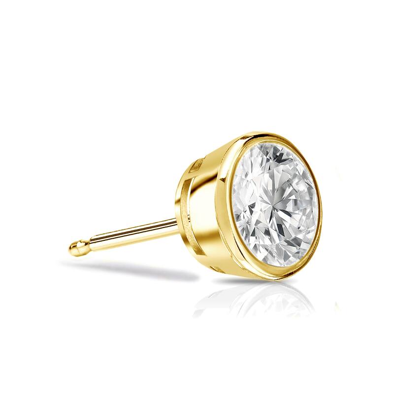 Auriya 14k Gold 1/4ct TDW Bezel-Set Round SINGLE STUD (1) Diamond Earring