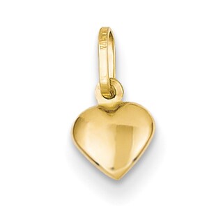 14 Karat Yellow Gold 3-D Hollow Heart Pendant