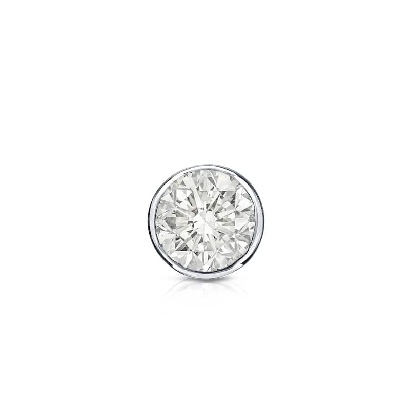 Auriya 1/4ctw Bezel Set Round Diamond SINGLE STUD (1) Earring 14k Gold