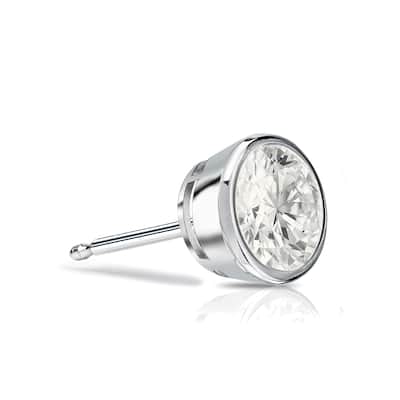 Auriya 1/4ctw Bezel Set Round Diamond SINGLE STUD (1) Earring 14k Gold