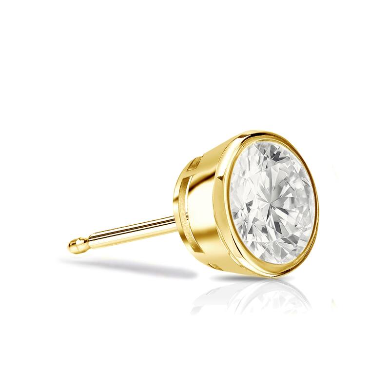 Auriya 1/4ctw Bezel Set Round Diamond SINGLE STUD (1) Earring 14k Gold - Yellow