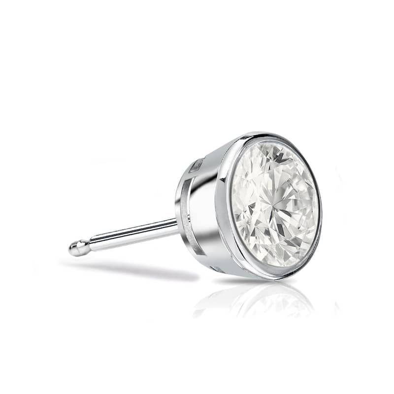 Auriya 1/4ctw Bezel Set Round Diamond SINGLE STUD (1) Earring 14k Gold