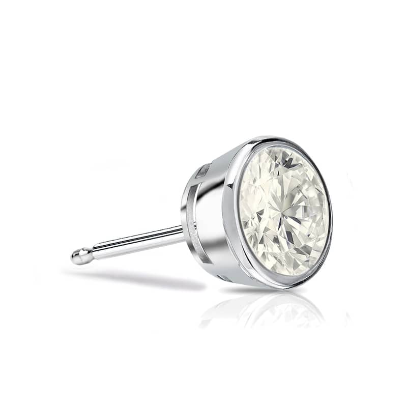 Auriya 1/4ctw Round SINGLE STUD (1) Diamond Earring 14k Gold Bezel-set
