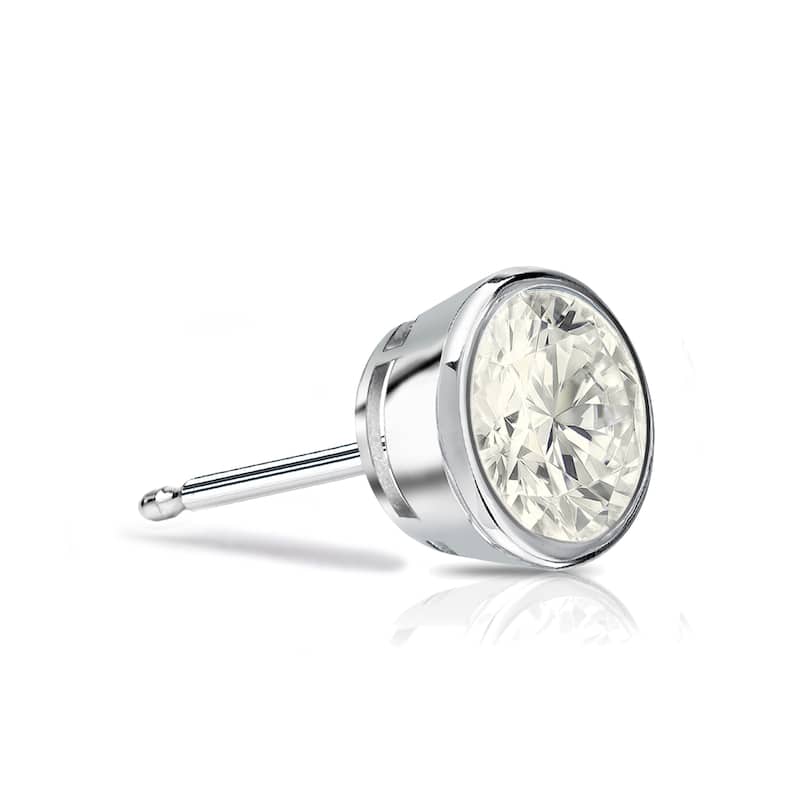 Auriya 1/4ctw Round SINGLE STUD (1) Diamond Earring 14k Gold Bezel-set - White