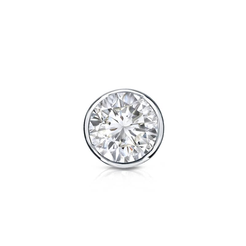 Auriya 14k Gold 1/3ct TDW Bezel-Set Round SINGLE STUD (1) Diamond Earring