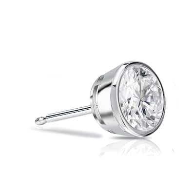 Auriya 14k Gold 1/3ct TDW Bezel-Set Round SINGLE STUD (1) Diamond Earring