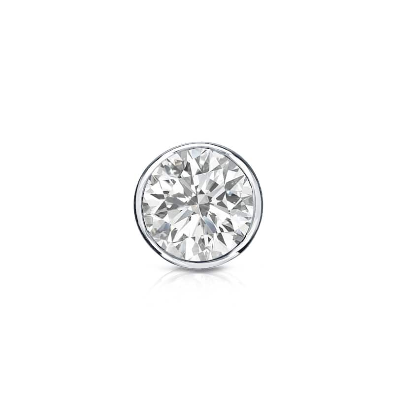Auriya 14k Gold 1/3ct TDW Bezel-Set Round SINGLE STUD (1) Diamond Earring
