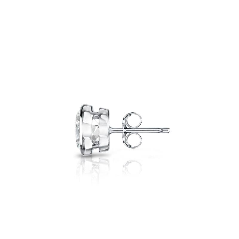 Auriya 14k Gold 1/3ct TDW Bezel-Set Round SINGLE STUD (1) Diamond Earring