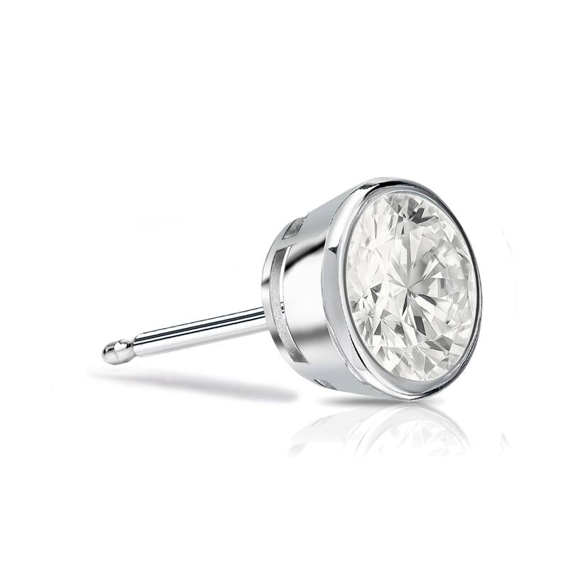 Auriya 14k Gold 1/3ct TDW Bezel-Set Round SINGLE STUD (1) Diamond Earring