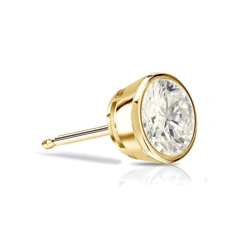 Auriya 1/3ctw Round SINGLE STUD (1) Diamond Earring 14k Gold Bezel-set