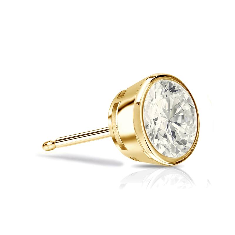 Auriya 1/3ctw Round SINGLE STUD (1) Diamond Earring 14k Gold Bezel-set - Yellow
