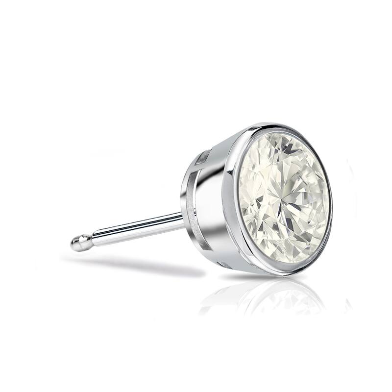 Auriya 1/3ctw Round SINGLE STUD (1) Diamond Earring 14k Gold Bezel-set - White