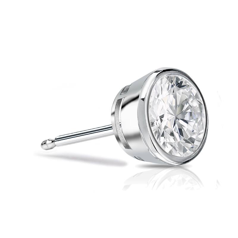 Auriya 14k Gold 1/2ct TDW Bezel-Set Round SINGLE STUD (1) Diamond Earring