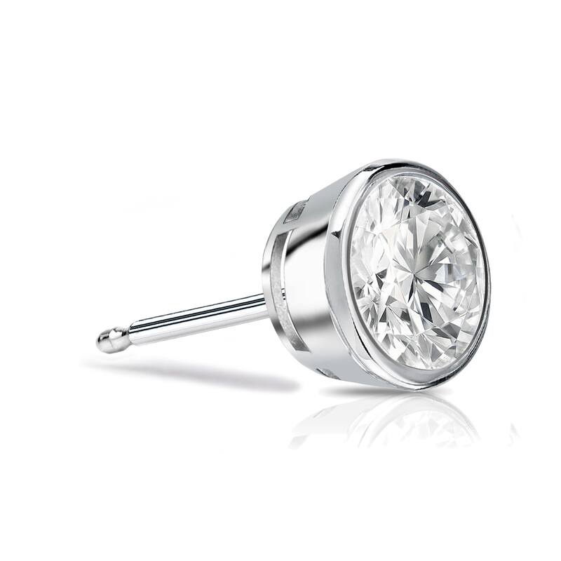 Auriya 14k Gold 1/2ct TDW Bezel-Set Round SINGLE STUD (1) Diamond Earring