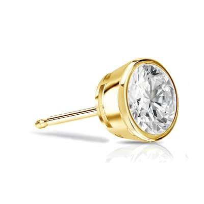 Auriya 14k Gold 1/2ct TDW Bezel-Set Round SINGLE STUD (1) Diamond Earring
