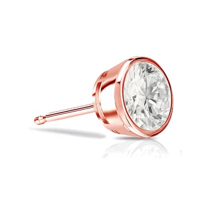 Auriya 14k Gold 1/2ct TDW Bezel-Set Round SINGLE STUD (1) Diamond Earring