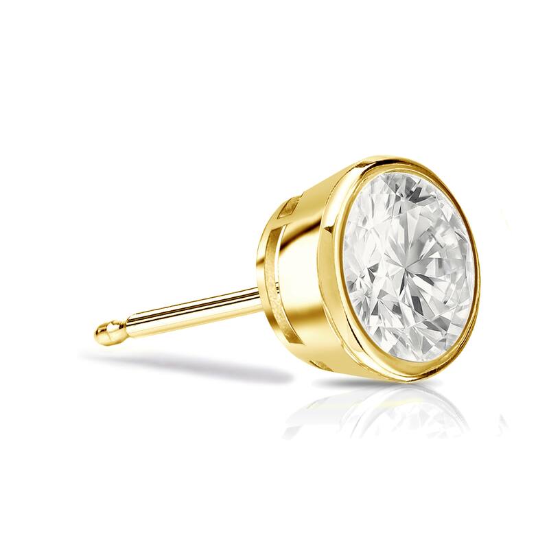 Auriya 14k Gold 1/2ct TDW Bezel-Set Round SINGLE STUD (1) Diamond Earring