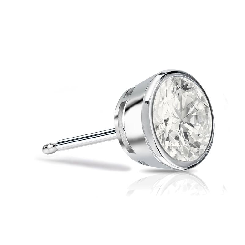 Auriya 14k Gold 1/2ct TDW Bezel-Set Round SINGLE STUD (1) Diamond Earring