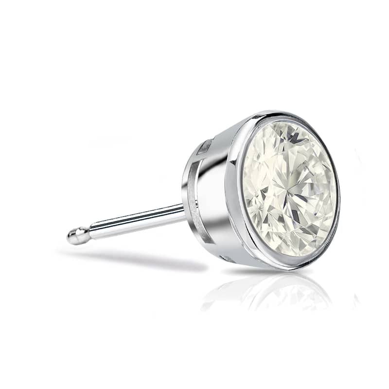 Auriya 14k Gold 1/2ct TDW Bezel-Set Round SINGLE STUD (1) Diamond Earring