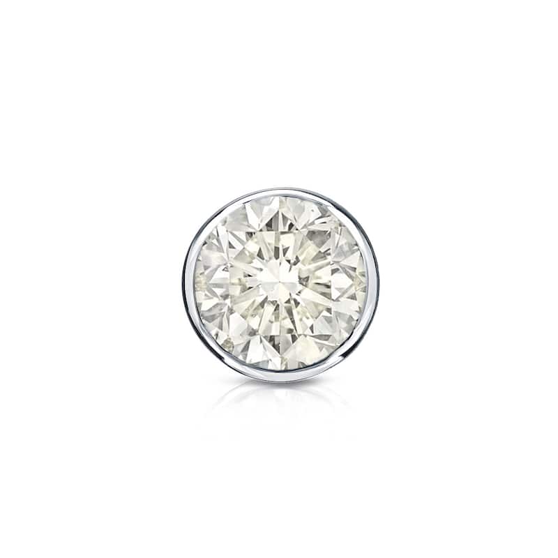 Auriya 14k Gold 1/2ct TDW Bezel-Set Round SINGLE STUD (1) Diamond Earring