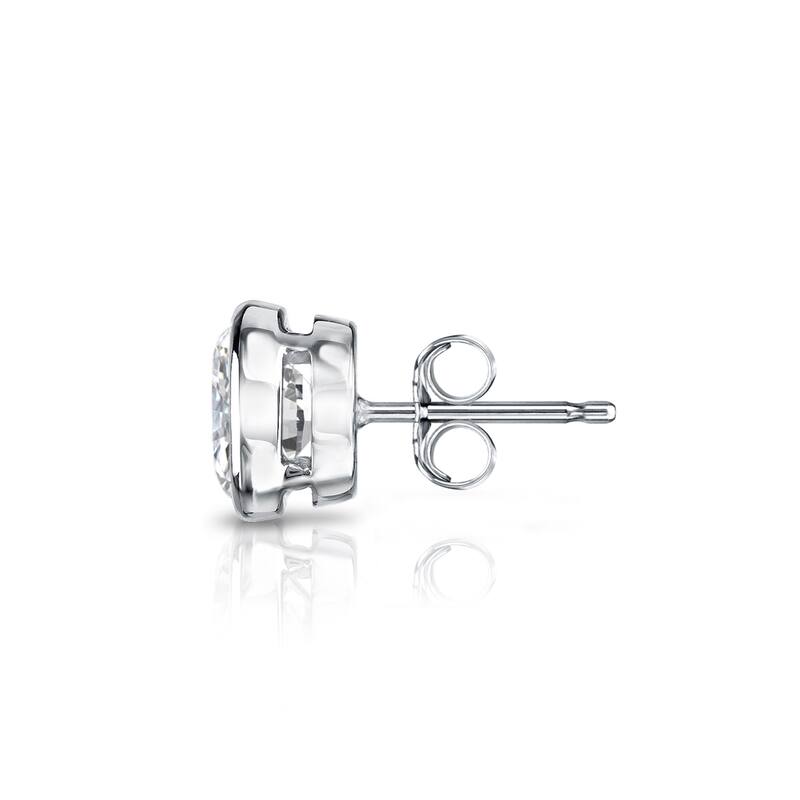 Auriya 14k Gold 3/4ct TDW Bezel-Set Round SINGLE STUD (1) Diamond Earring