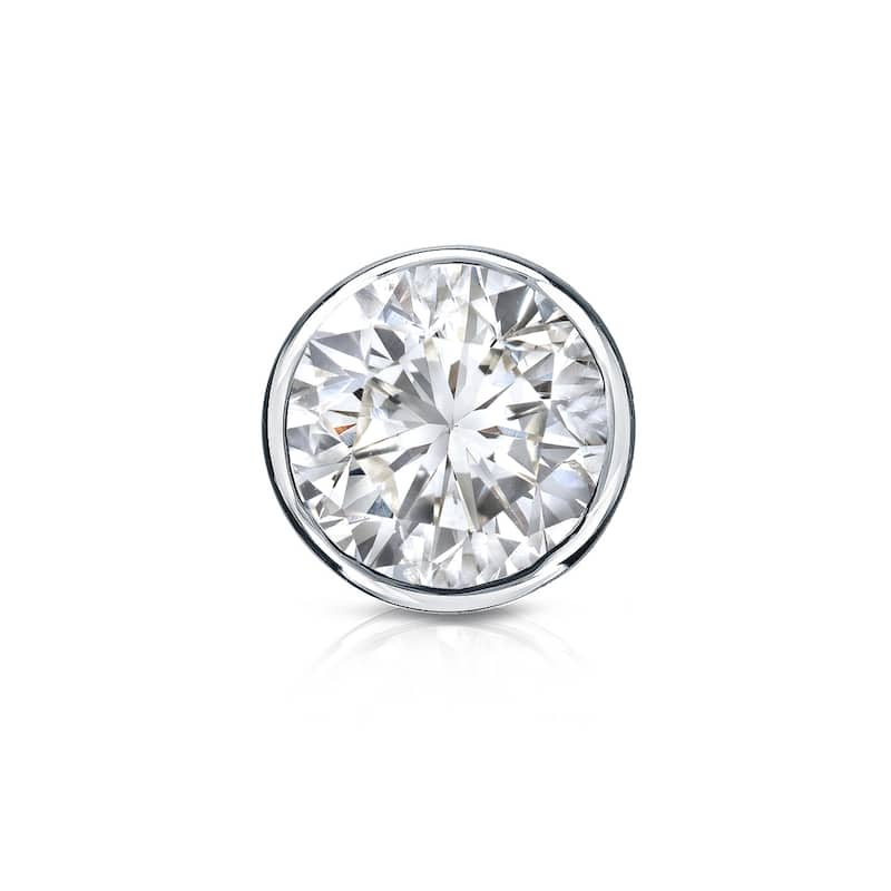 Auriya 14k Gold 3/4ct TDW Bezel-Set Round SINGLE STUD (1) Diamond Earring