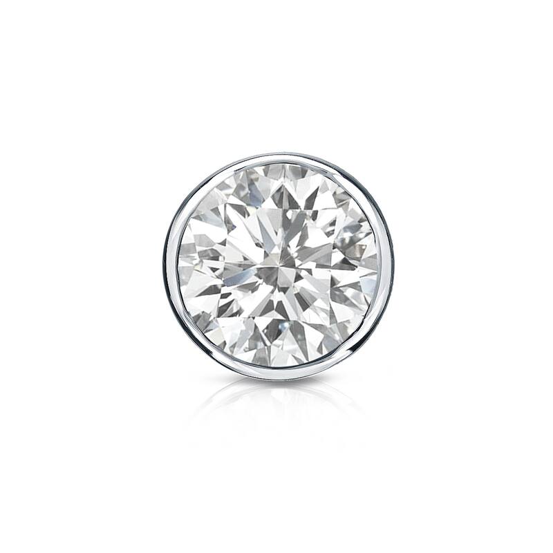 Auriya 14k Gold 3/4ct TDW Bezel-Set Round SINGLE STUD (1) Diamond Earring