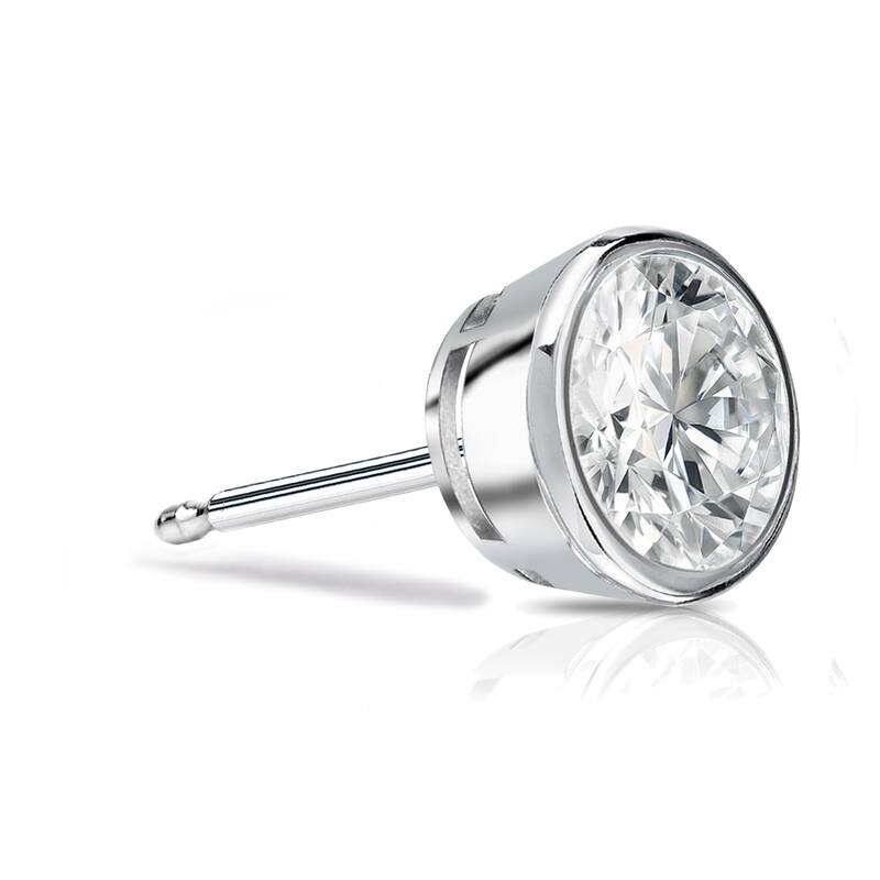 Auriya 14k Gold 3/4ct TDW Bezel-Set Round SINGLE STUD (1) Diamond Earring
