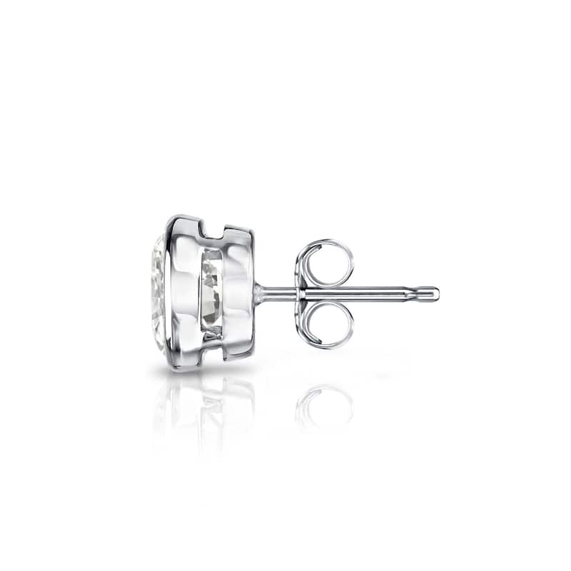 Auriya 14k Gold 3/4ct TDW Bezel-Set Round SINGLE STUD (1) Diamond Earring