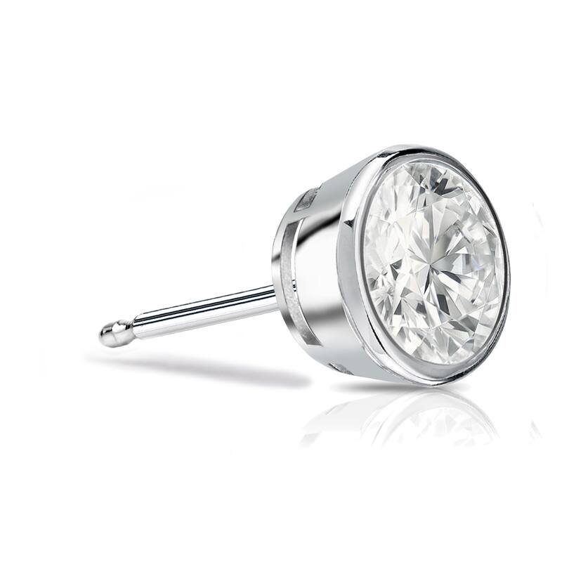 Auriya 14k Gold 3/4ct TDW Bezel-Set Round SINGLE STUD (1) Diamond Earring