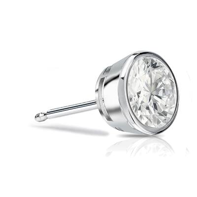 Auriya 14k Gold 3/4ct TDW Bezel-Set Round SINGLE STUD (1) Diamond Earring