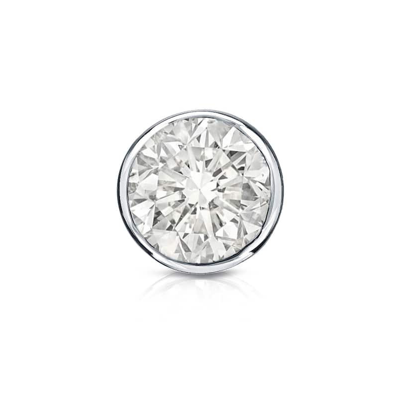 Auriya 14k Gold 3/4ct TDW Bezel-Set Round SINGLE STUD (1) Diamond Earring