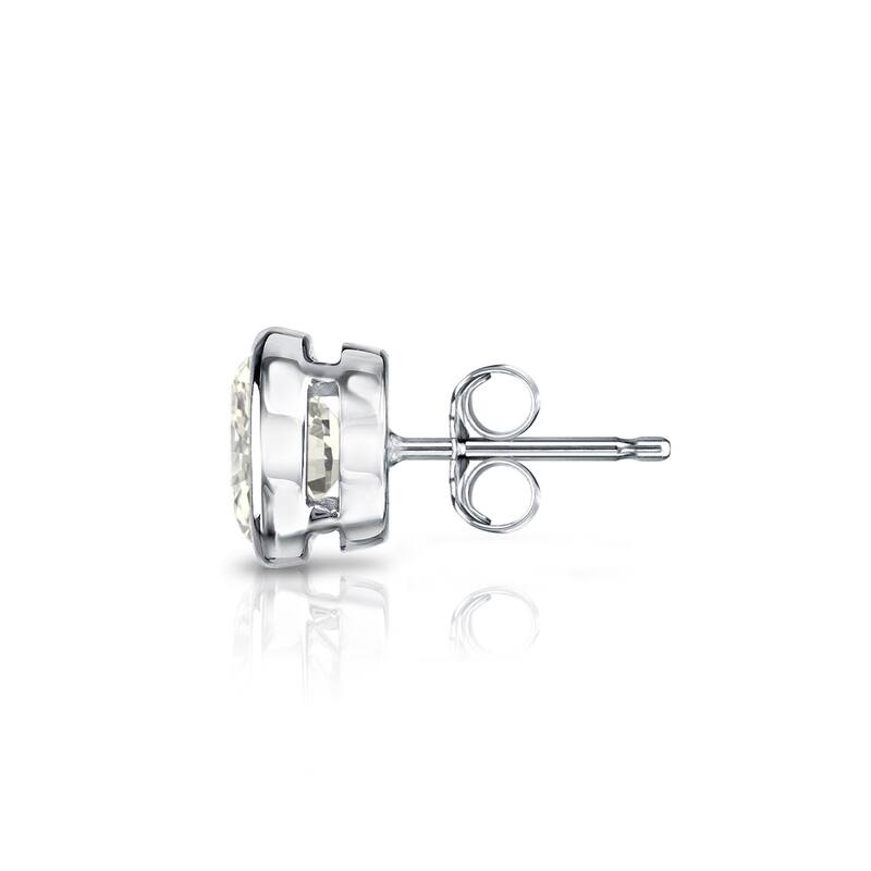 Auriya 14k Gold 3/4ct TDW Bezel-Set Round SINGLE STUD (1) Diamond Earring