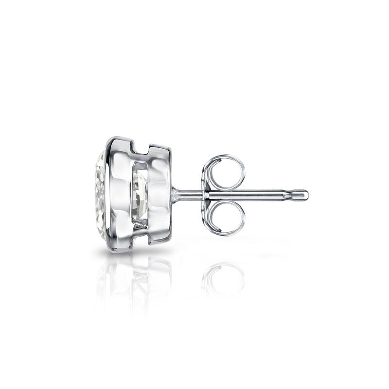 Auriya 14k Gold 1ct TDW Bezel-Set Round SINGLE STUD (1) Diamond Earring