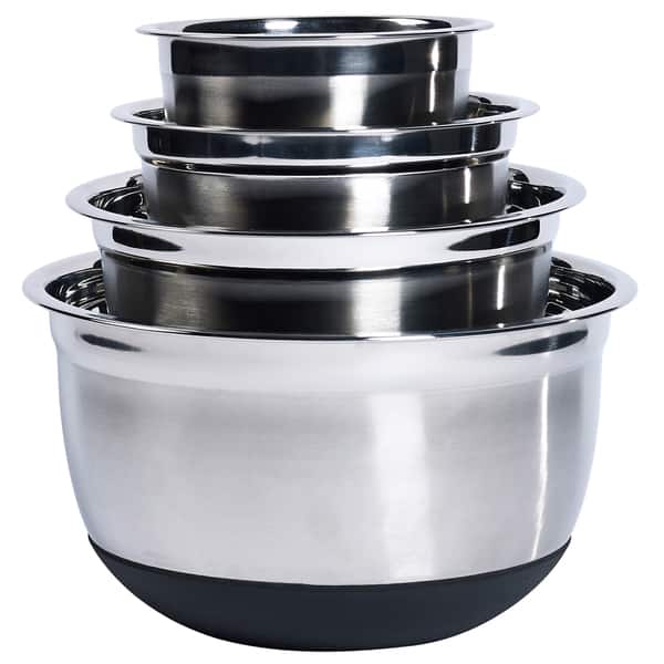 4-Piece Stainless Steel Mixing Bowl Set with Silicone Base