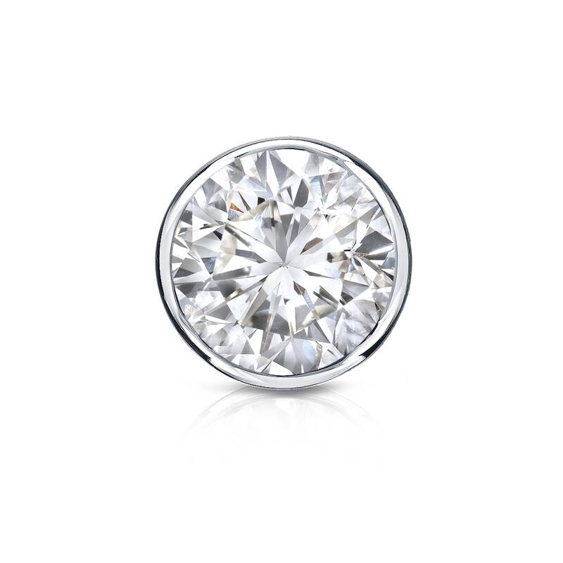 Auriya 1ctw Round SINGLE STUD (1) Diamond Earring 14k Gold Bezel-set