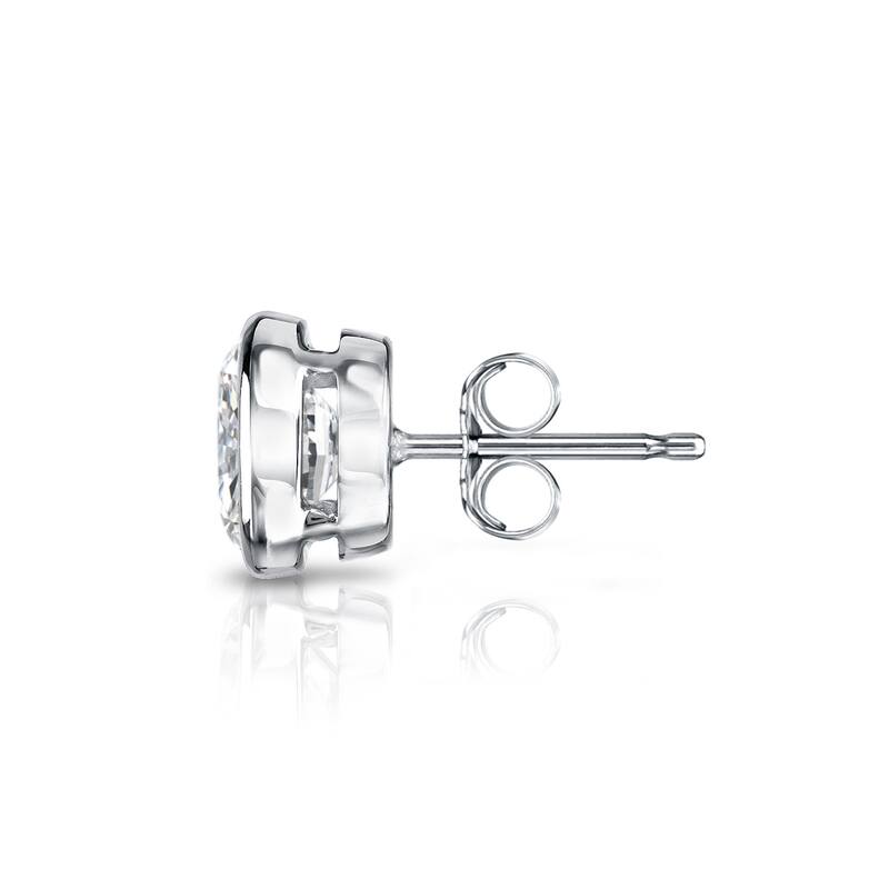 Auriya 1ctw Round SINGLE STUD (1) Diamond Earring 14k Gold Bezel-set