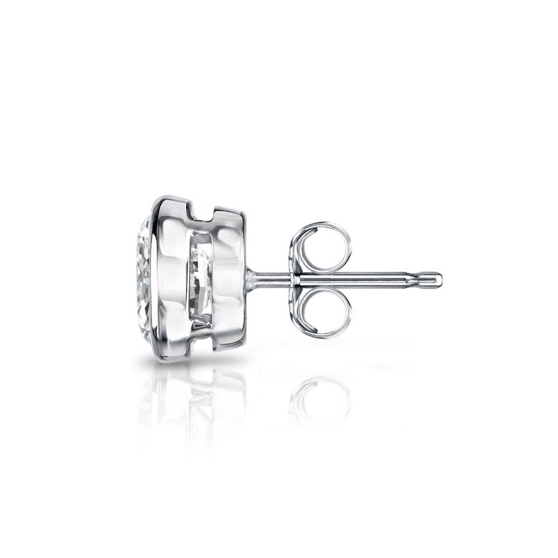 Auriya 14k Gold 1ct TDW Bezel-Set Round SINGLE STUD (1) Diamond Earring