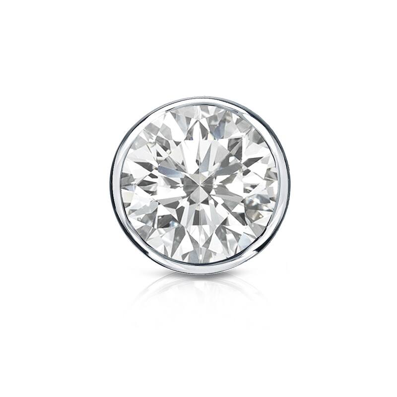 Auriya 14k Gold 1ct TDW Bezel-Set Round SINGLE STUD (1) Diamond Earring
