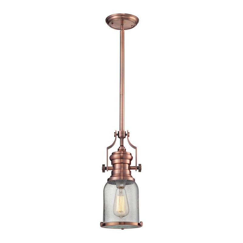 Elk Home Chadwick Copper With Clear Seeded Glass 1 Light Pendant - Copper