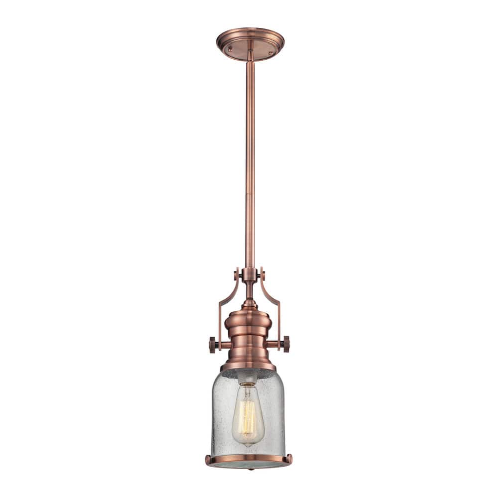 Elk Home Chadwick Copper With Clear Seeded Glass 1 Light Pendant