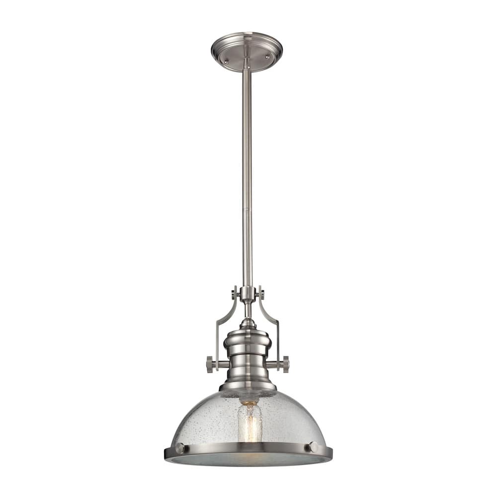 Elk Home Chadwick Satin Nickel With Clear Seeded Glass 1 Light Pendant