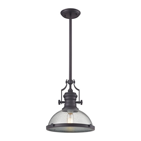 Elk Chadwick Oil Rubbed Bronze And Seeded Gl 1 Light Pendant Elk Chadwick Oil Rubbed Bronze And Seeded Gl 1 Light Pendant