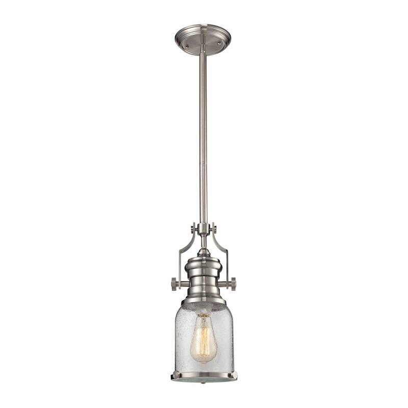 Elk Home Chadwick Satin Nickel With Clear Seeded Glass 1 Light Pendant