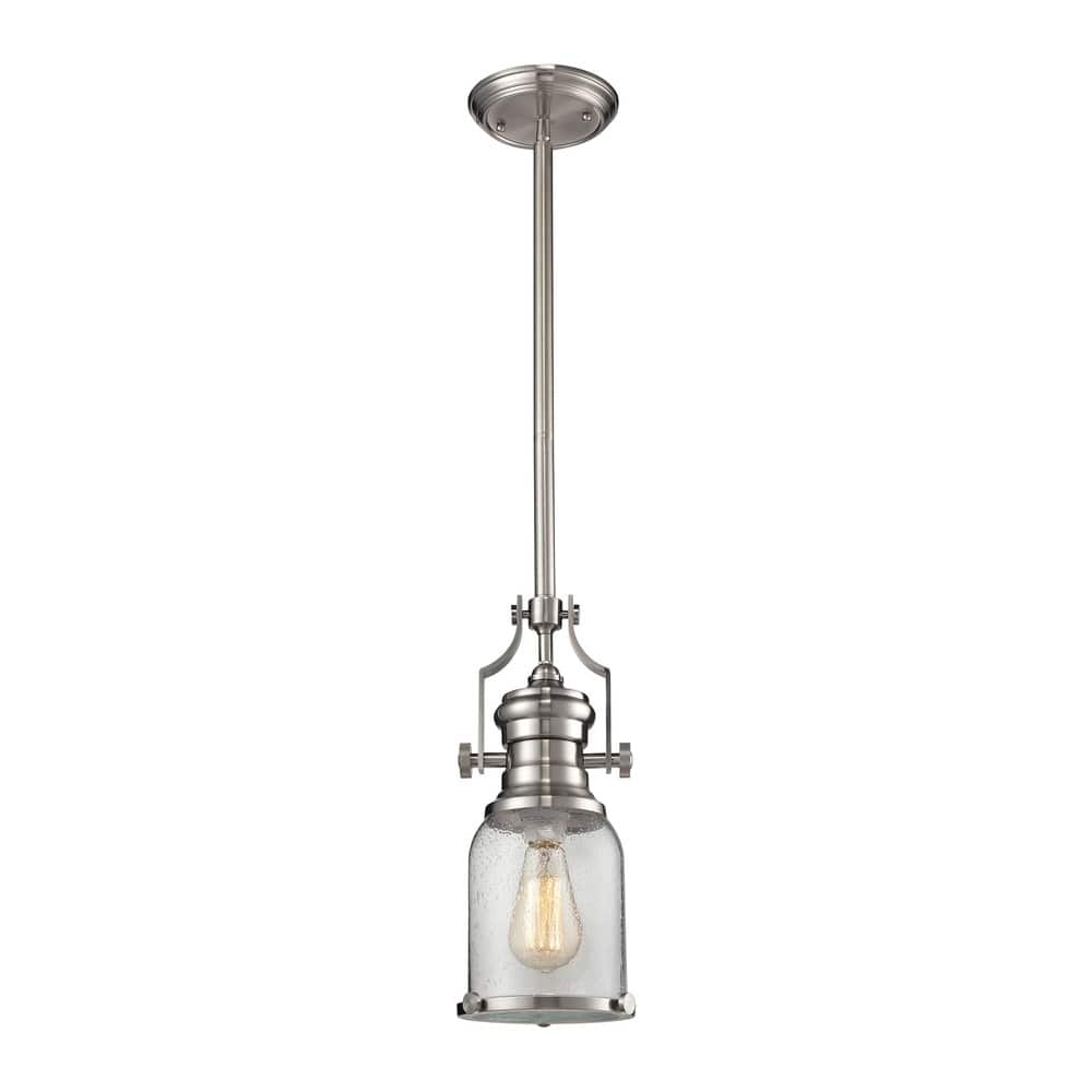 Elk Home Chadwick Satin Nickel With Clear Seeded Glass 1 Light Pendant
