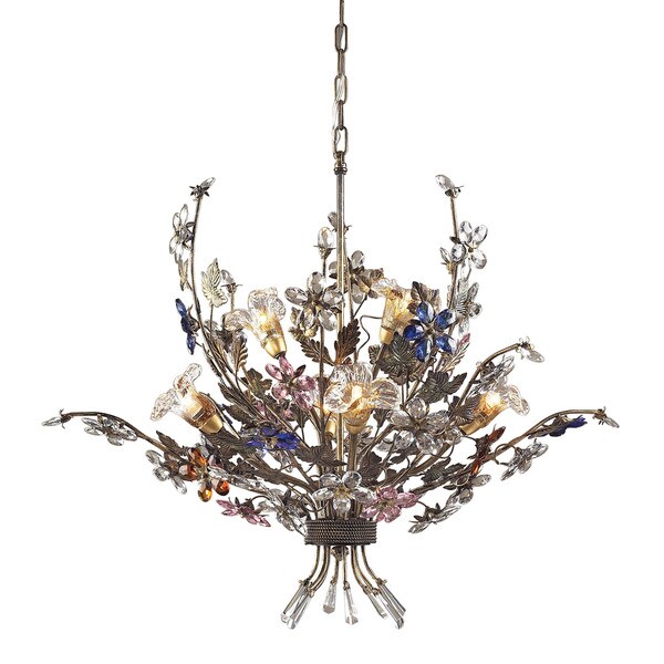 Elk Brillare Multicolored Crystal Florets 6 Light Chandelier Free Elk Brillare Multicolored Crystal Florets 6 Light Chandelier